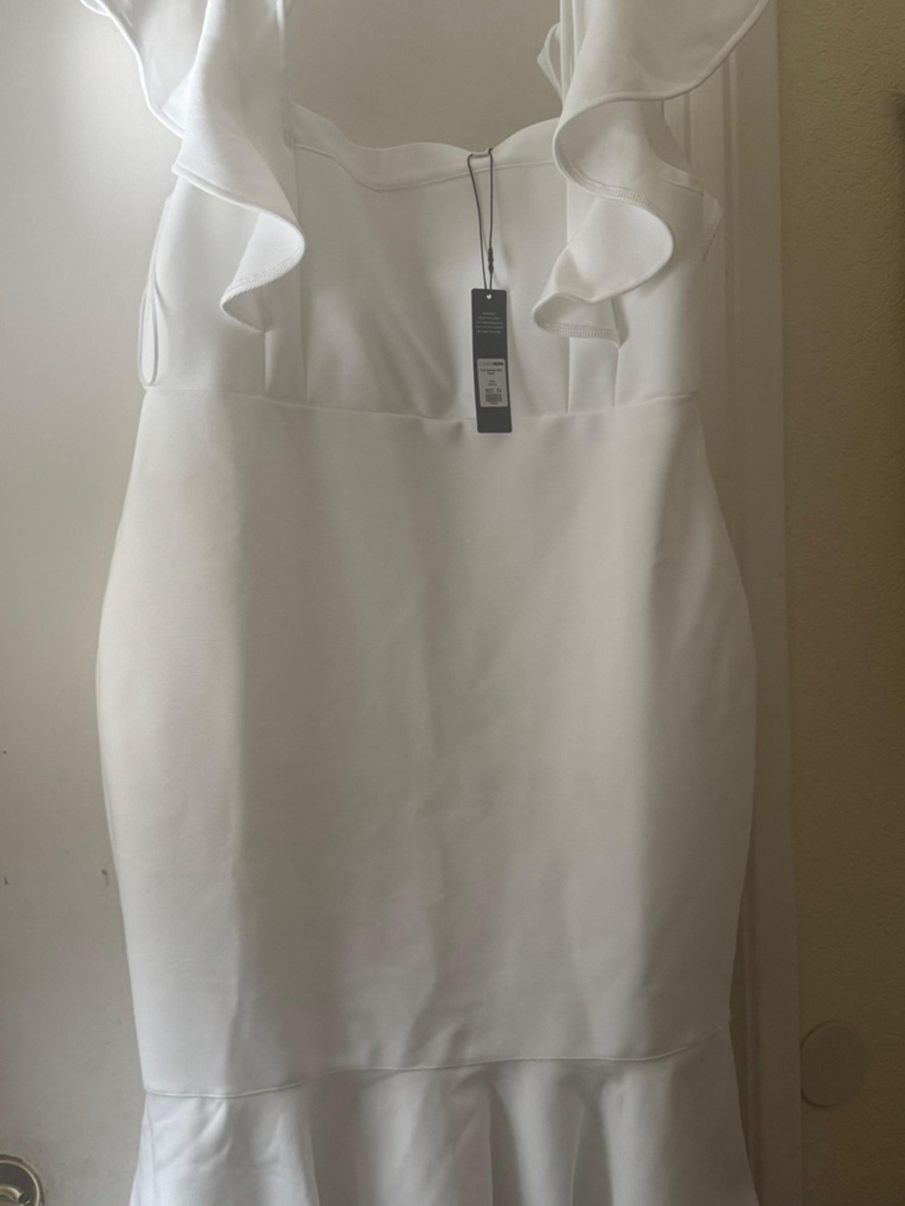 Fashion Nova White Ruffle Midi Dress